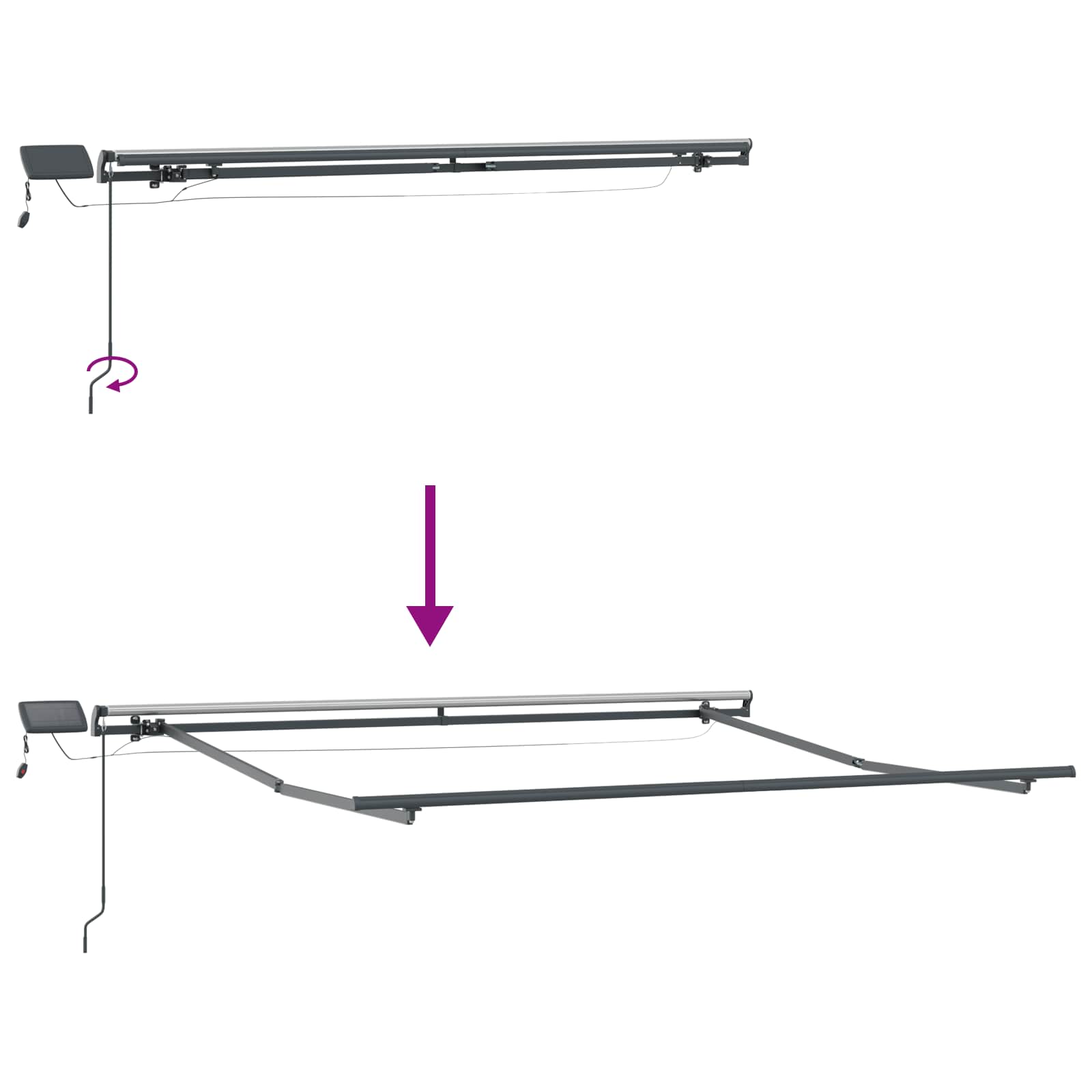 Udtrækkelig markise Lys Grå og Hvid 450 × 350 cm
