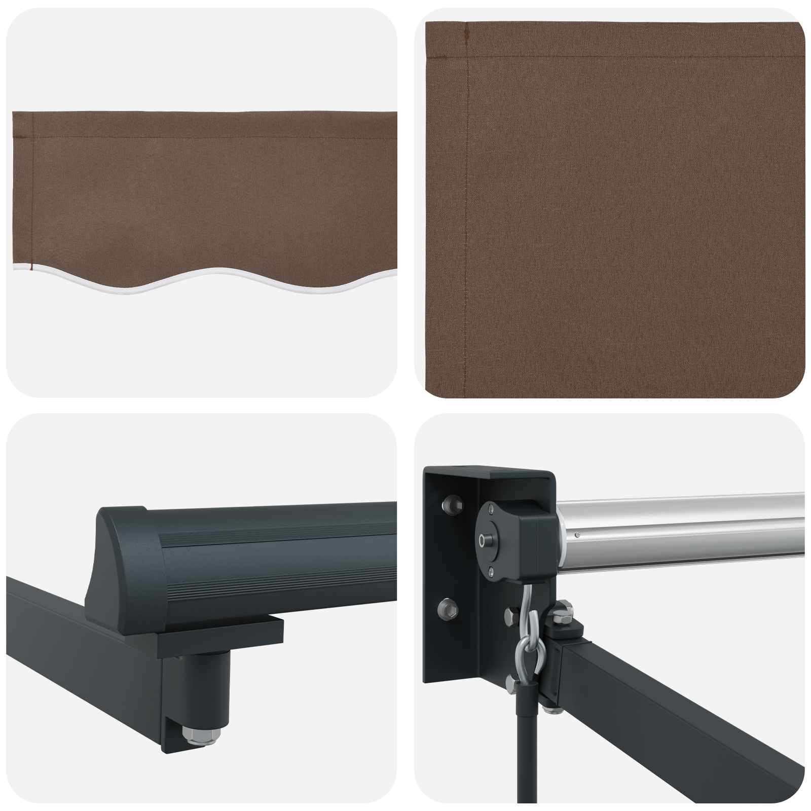 Udtrækkelig markise Gråbrun 5 x 3 m 100% Polyester og Aluminium