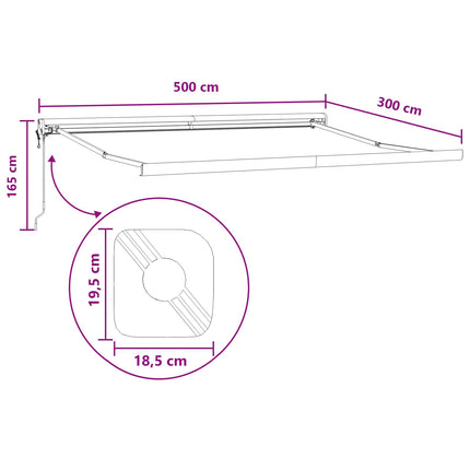 Udtrækkelig markise Sandfarvet 500 × 300 cm Stof og Metal