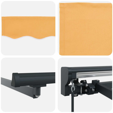 Manuel markise-ramme med LED-lys Sandfarvet 5 x 3 m