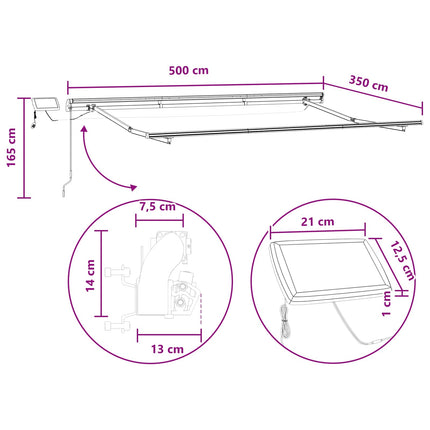 Udtrækkelig markise Sandfarvet 500 × 350 cm Stof og aluminium