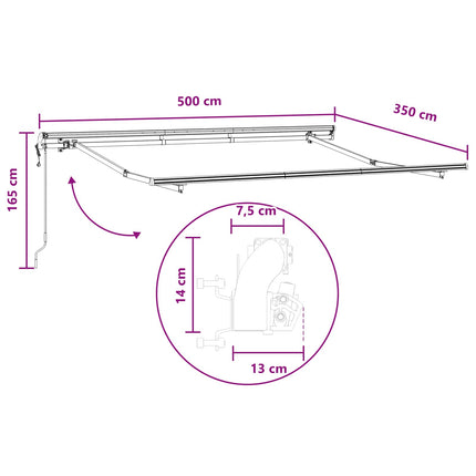 Udtrækkelig markise Sandfarvet 500 × 350 cm Stof og aluminium