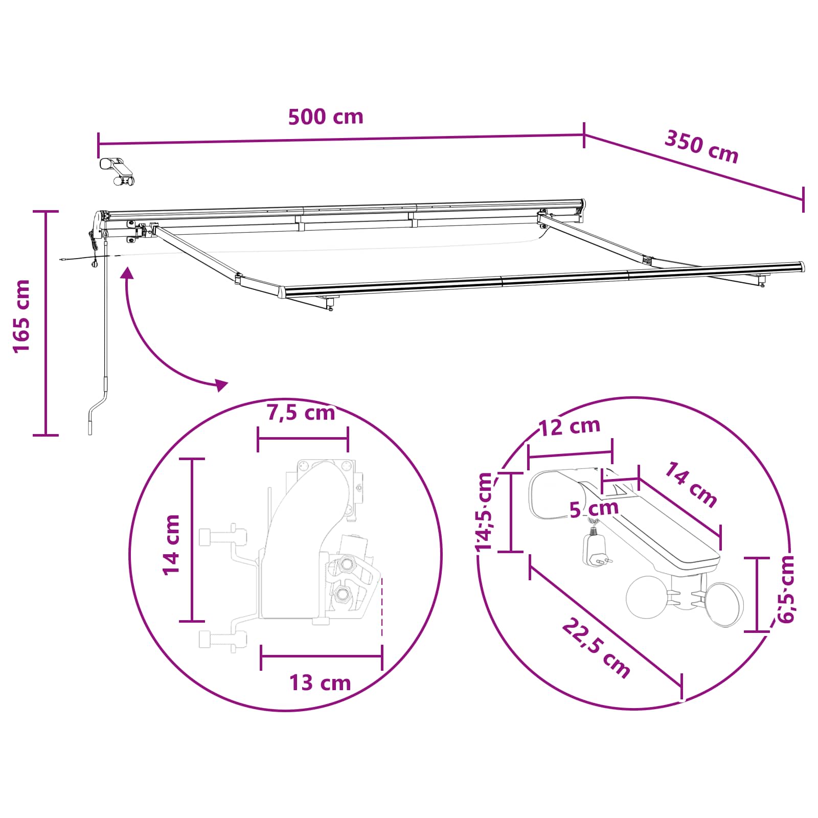 Markiseduge Sandfarvet 500 × 350 cm Polyester