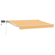 Manuel markise-ramme med LED-lys Sandfarvet 5 × 3,5 m
