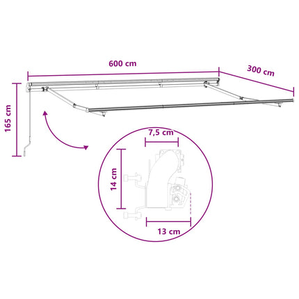 Udtrækkelig markise Sandfarvet 600 cm Polyester og Aluminium