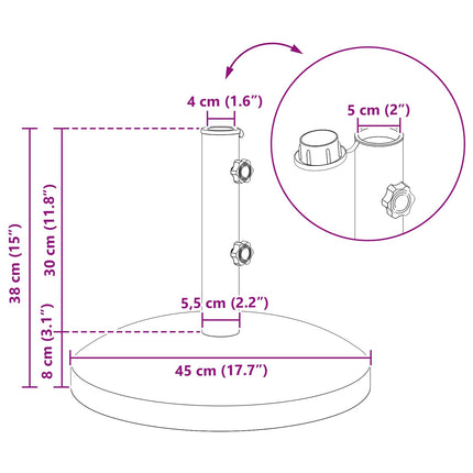 Parasolfod til 40-50 mm pole 26.45 kg Grå for 40-50 mm Pole