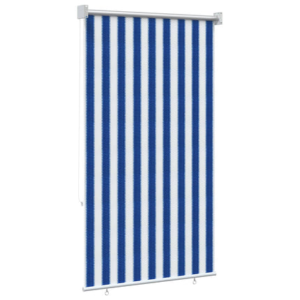 Udendørs rulleskærm 90% UV blok Blå og Hvid Stribet 80 x 230 cm