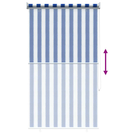 Udendørs rulleskærm 90% UV blok Blå og Hvid Stribet 80 x 230 cm