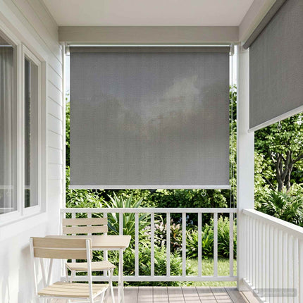 Udendørs rulleskærm 90% UV blok Lysegrå 80 x 140 cm HDPE