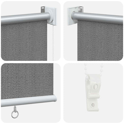Udendørs rulleskærm 90% UV blok Lysegrå 220 x 140 cm HDPE