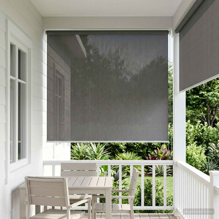 Udendørs rulleskærm 90% UV blok Lysegrå 220 x 140 cm HDPE