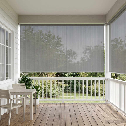 Udendørs rulleskærm 90% UV blok Lysegrå 350 x 140 cm HDPE
