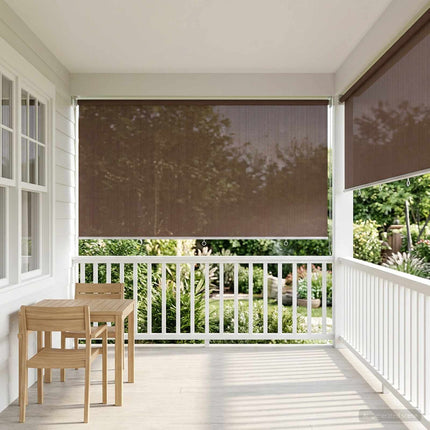 Udendørs rulleskærm 90% UV blok Gråbrun 240 x 230 cm HDPE
