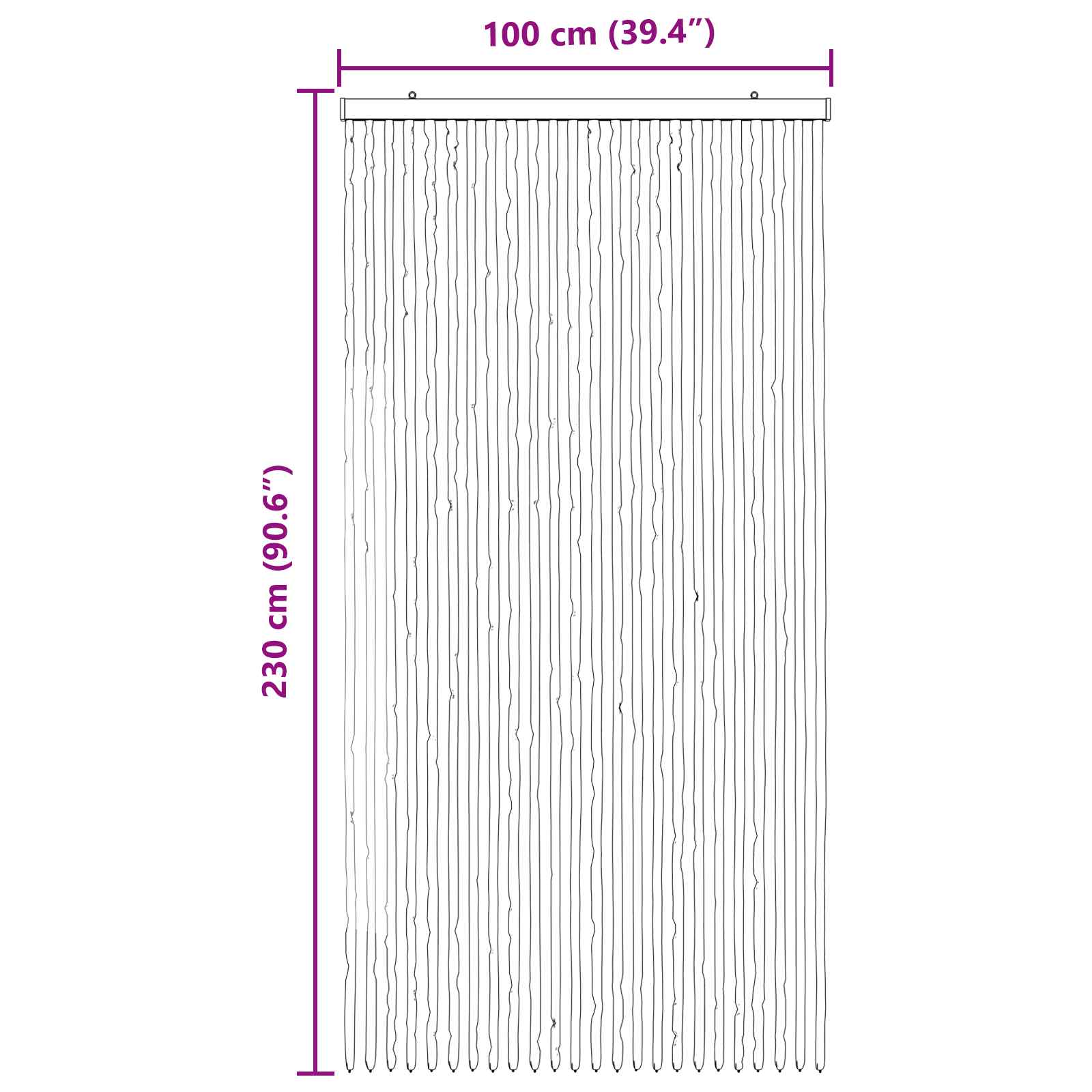 Insektgardin i chenille Grå og sort 100 x 230 cm 100% PP