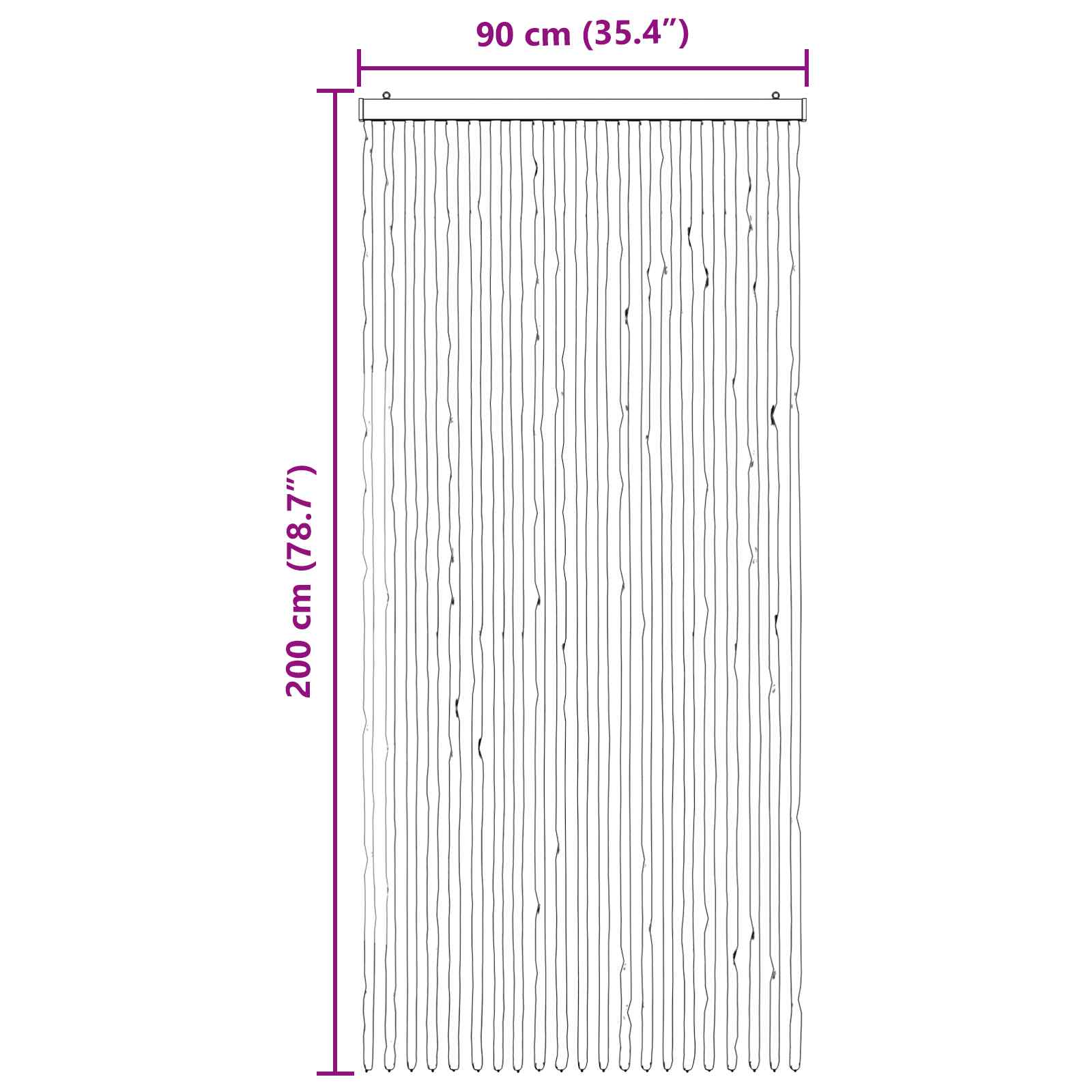 Insektgardin i chenille Grå og Hvid 90 x 200 cm 100% PP