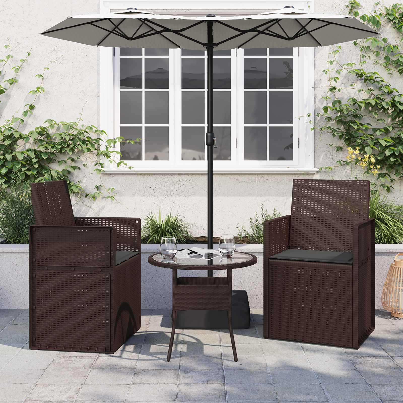 Sædepuder 2 pcs Antracit 47 x 36 x 2 cm Polyester