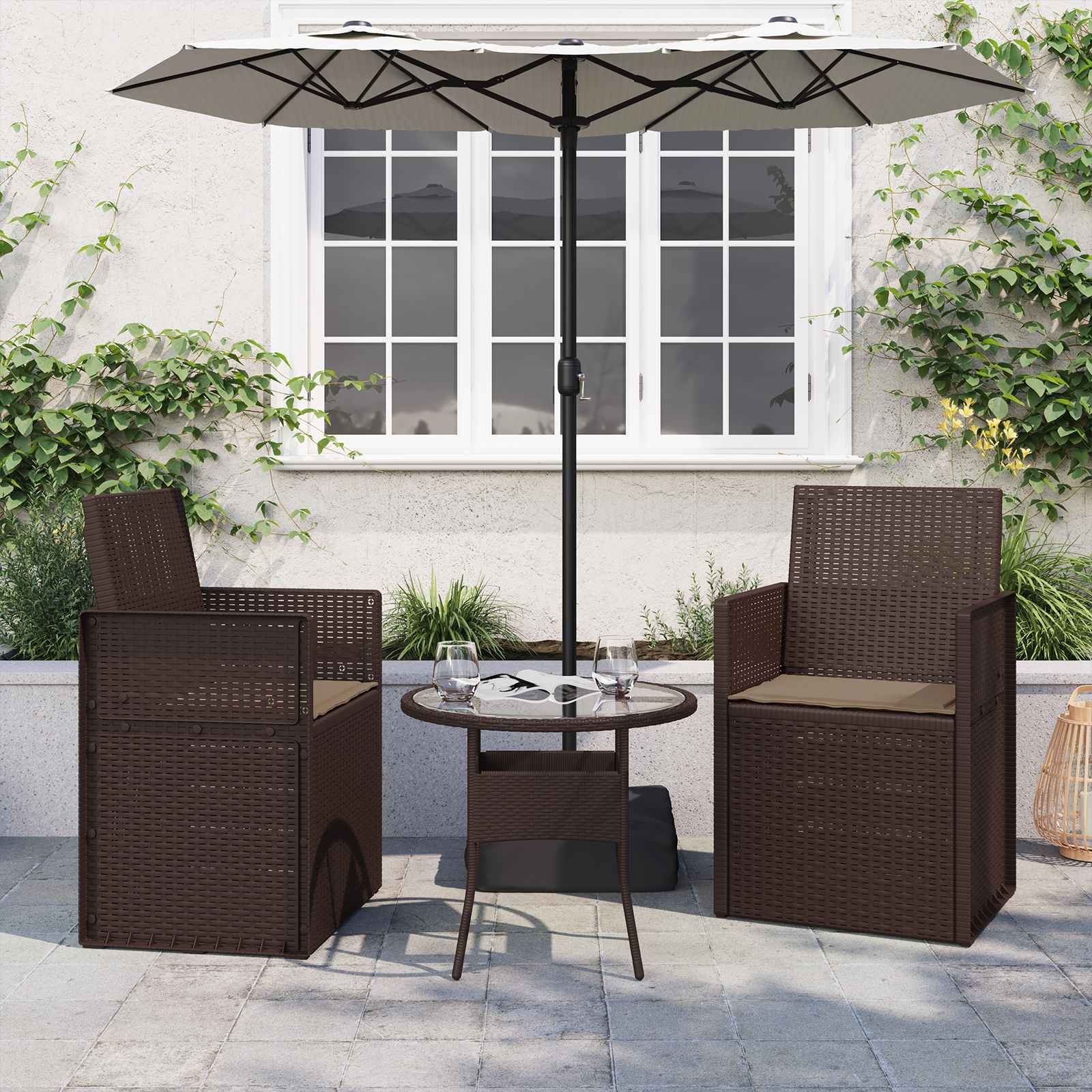 Sædepuder 2 pcs Gråbrun 47 x 36 x 2 cm Polyester