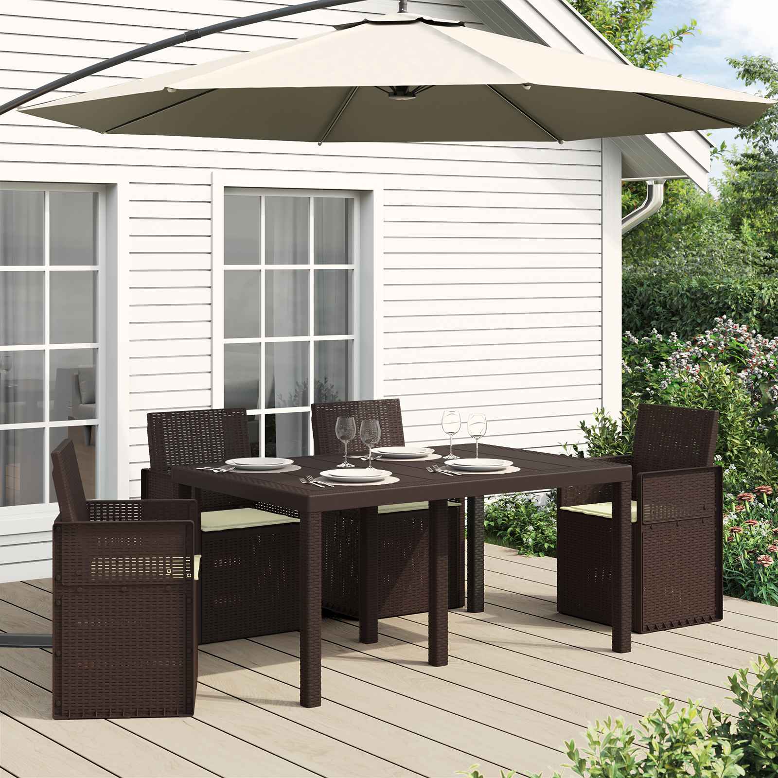 Sædepuder 4 pcs Cremefarvet 47 x 36 x 2 cm Polyester
