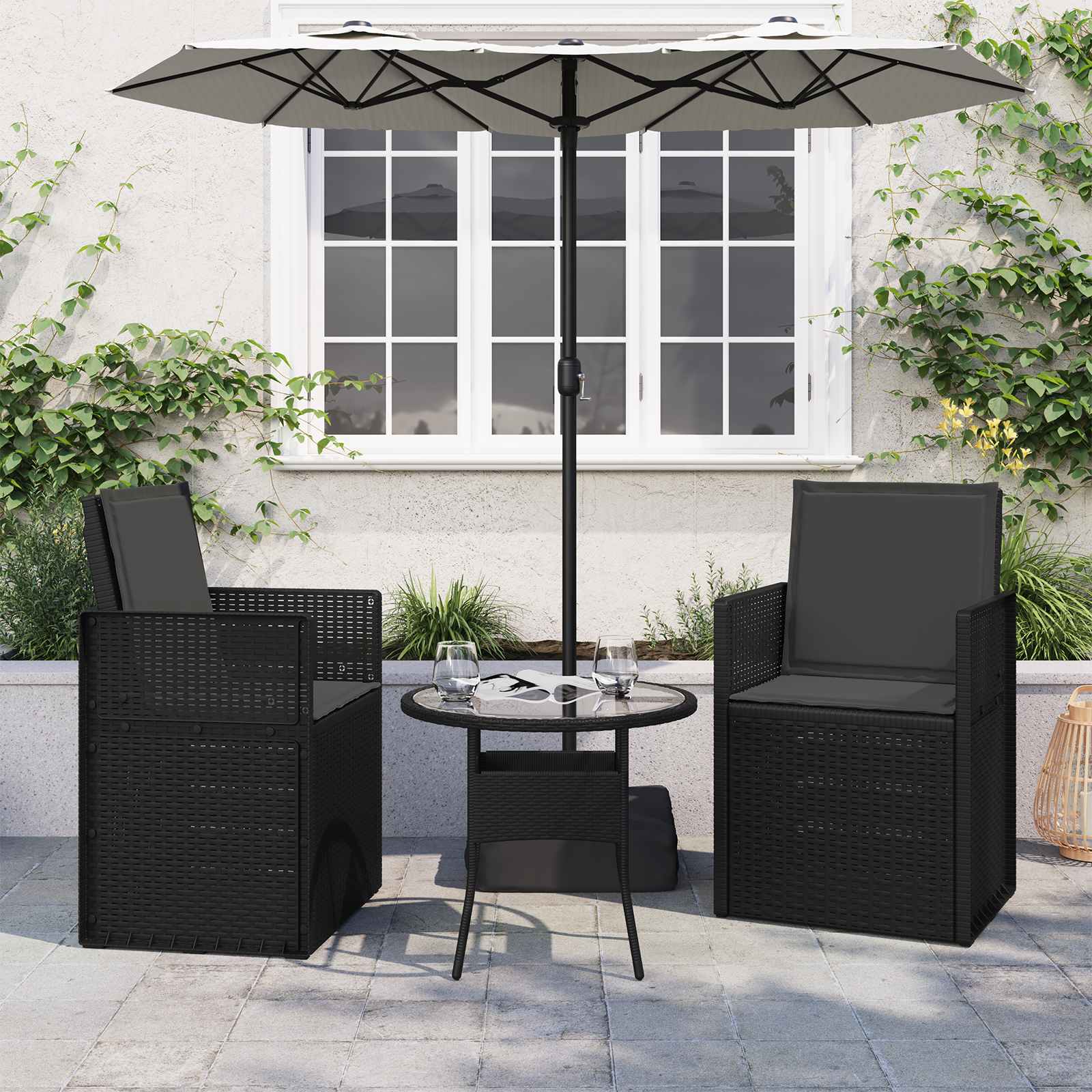 Sæde- og rygpuder 2 pcs Antracit 47 x 45 x 2 cm Polyester