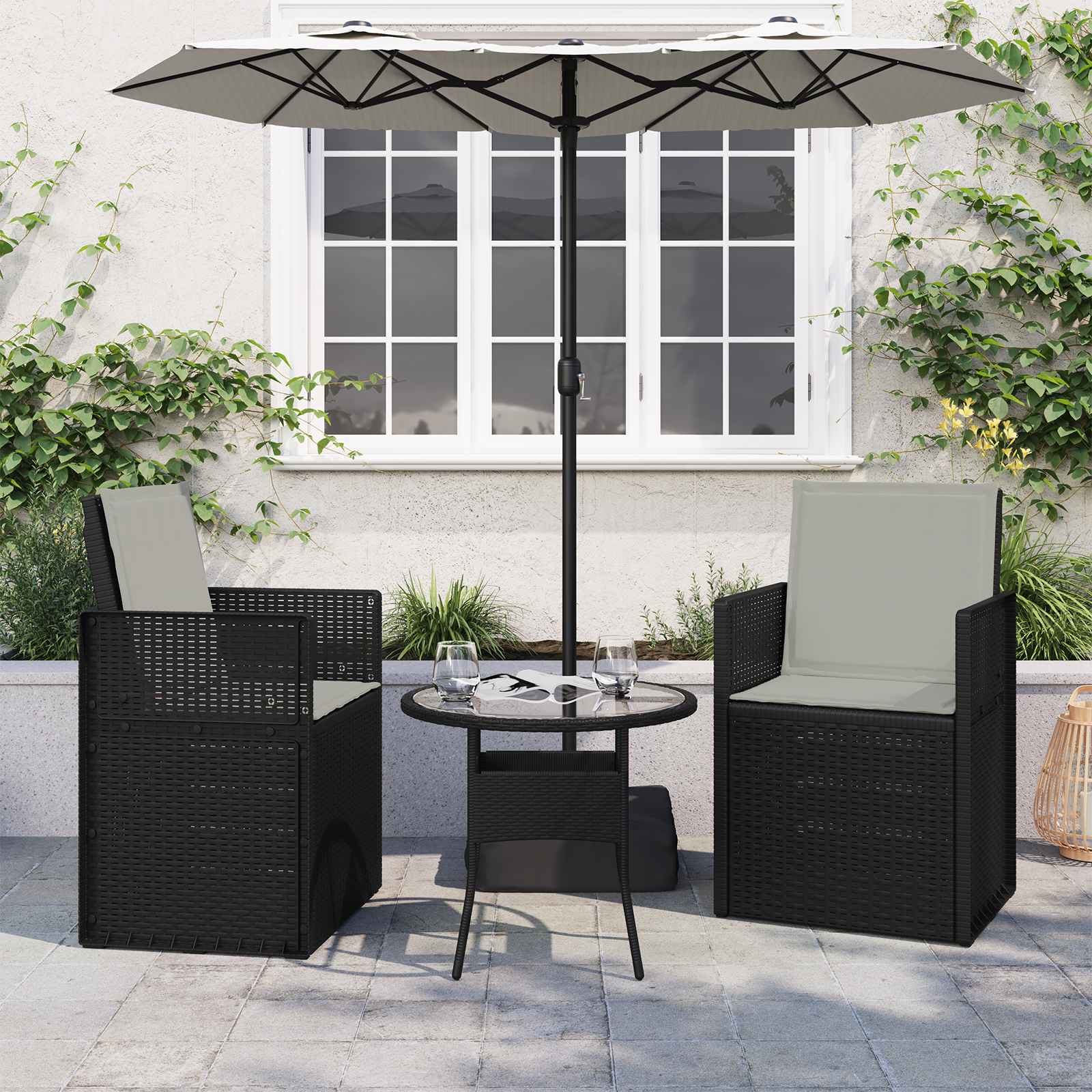 Sæde- og rygpuder 2 pcs Lysegrå 47 x 45 x 2 cm Polyester