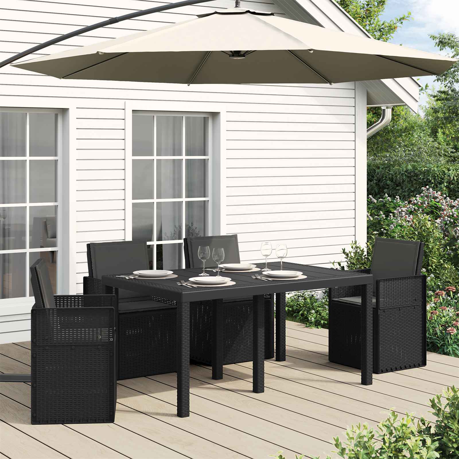 Sæde- og rygpuder 4 pcs Antracit 47 x 45 x 2 cm Polyester