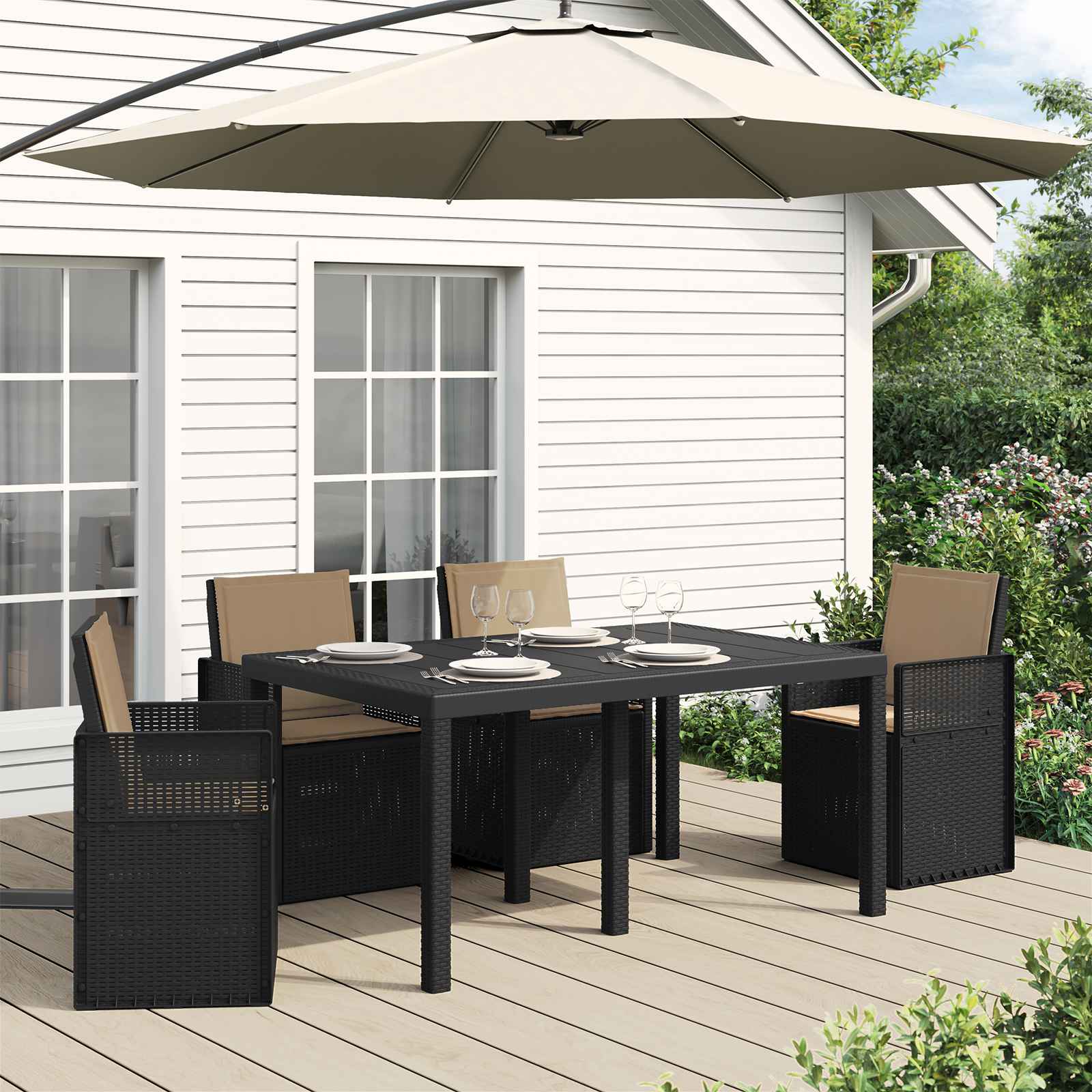 Sæde- og rygpuder 4 pcs Gråbrun 47 x 45 x 2 cm Polyester