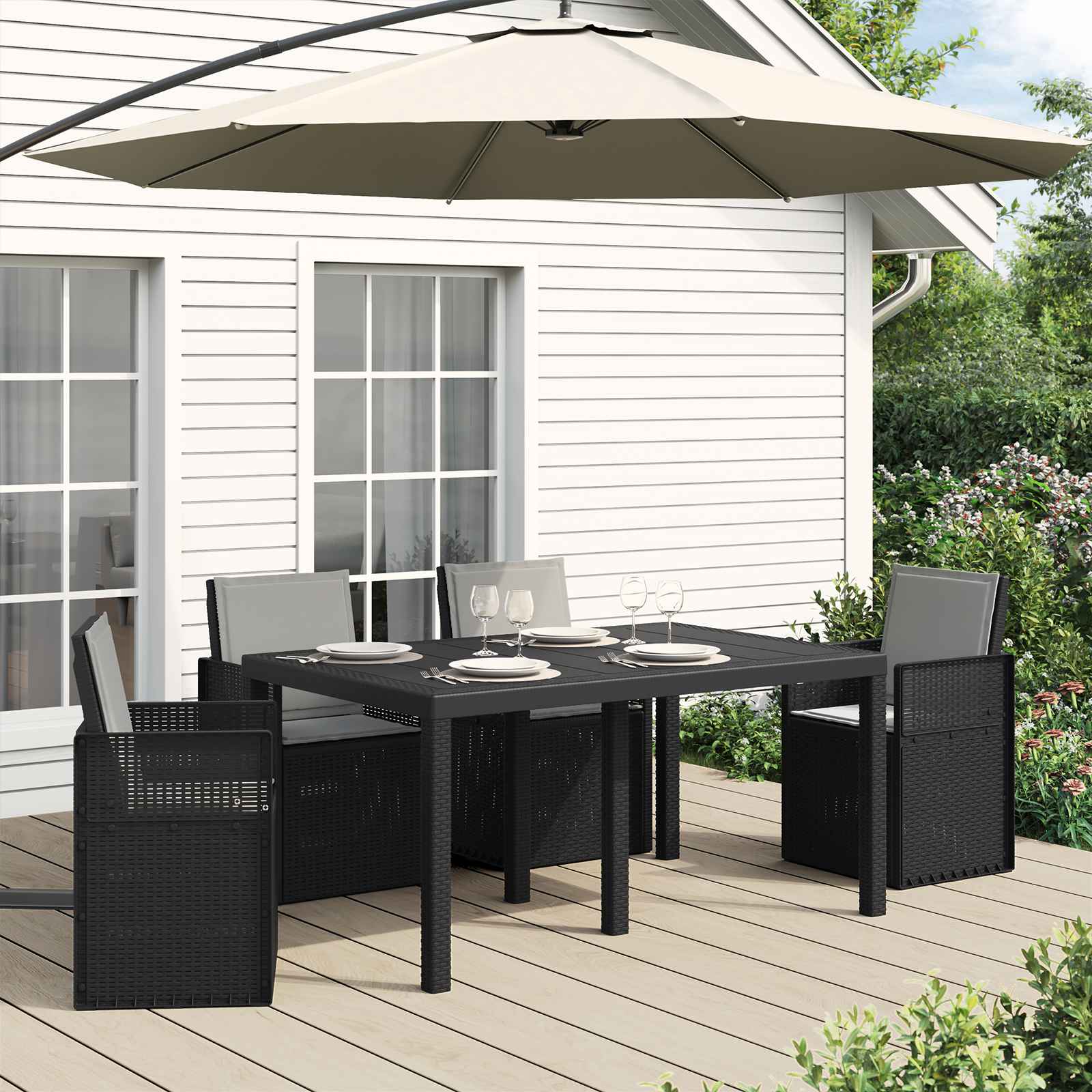 Sæde- og rygpuder 4 pcs Lysegrå 47 x 45 x 2 cm Polyester