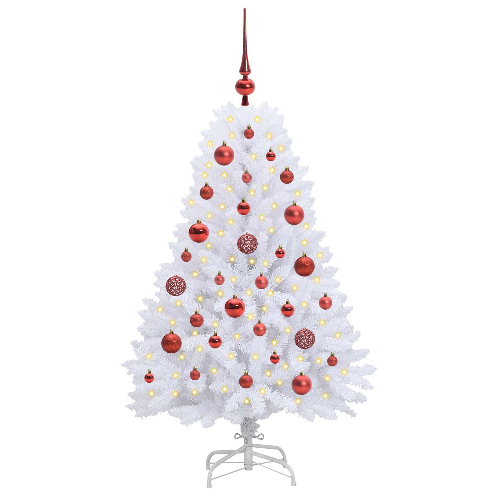 Kunstigt Hinged Juletræ med 150 LED'er Hvid 120 cm PVC og Stål