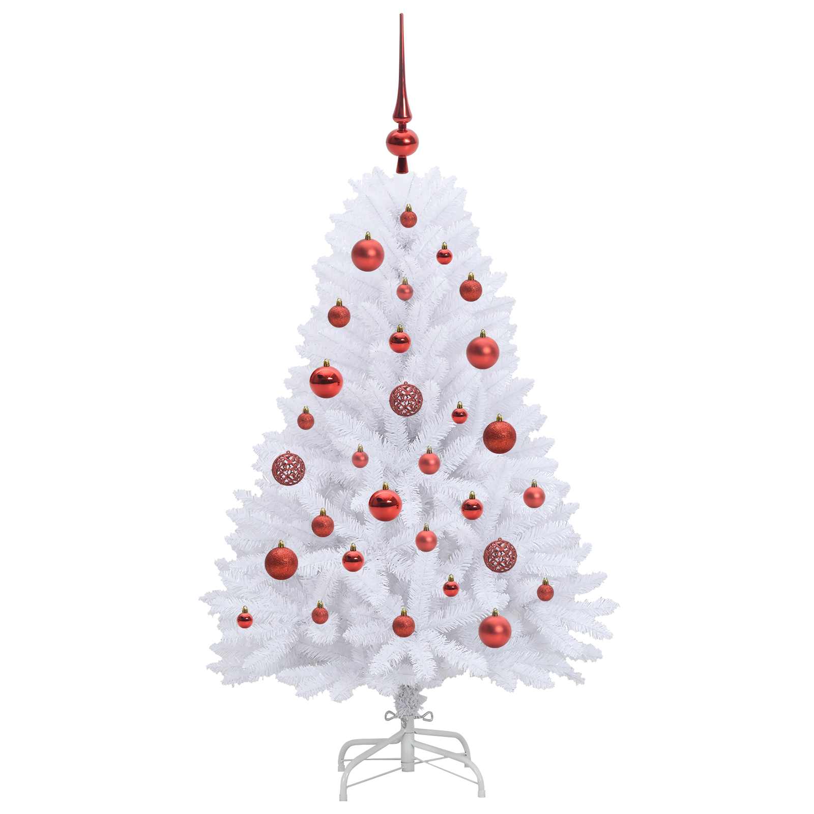 Kunstigt Hinged Juletræ med 150 LED'er Hvid 120 cm PVC og Stål