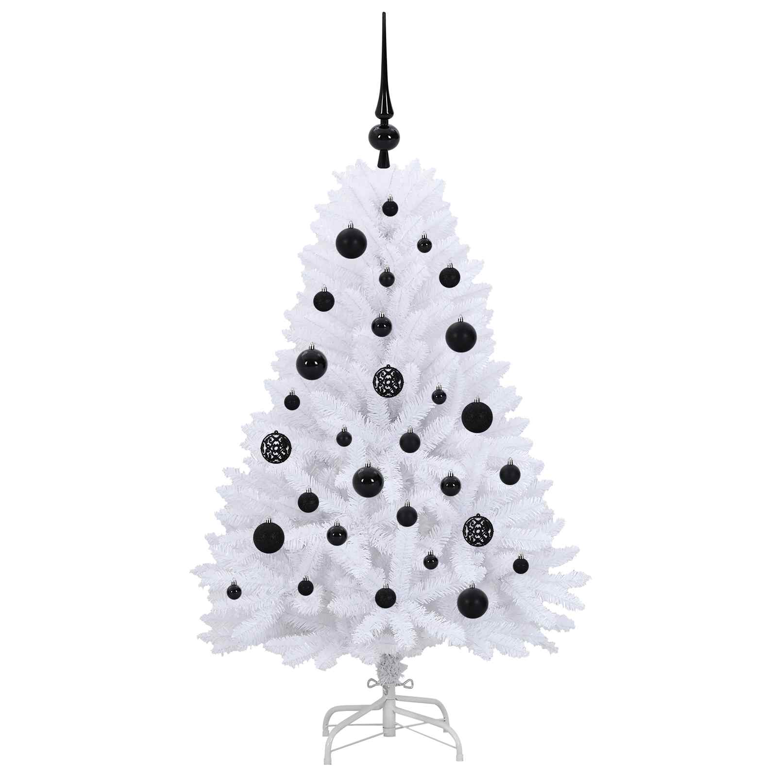 Kunstigt Hinged Juletræ med 150 LED'er Hvid 120 cm PVC og Stål