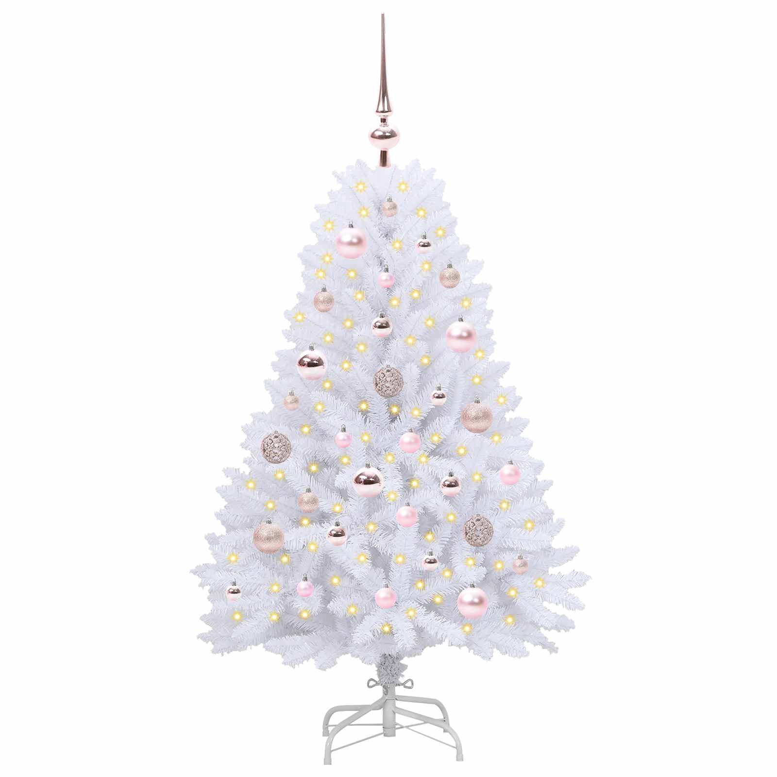 Kunstigt Hinged Juletræ med 150 LED'er Hvid 120 cm PVC og Stål