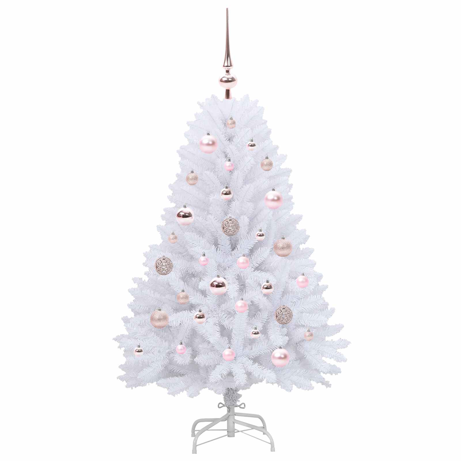 Kunstigt Hinged Juletræ med 150 LED'er Hvid 120 cm PVC og Stål