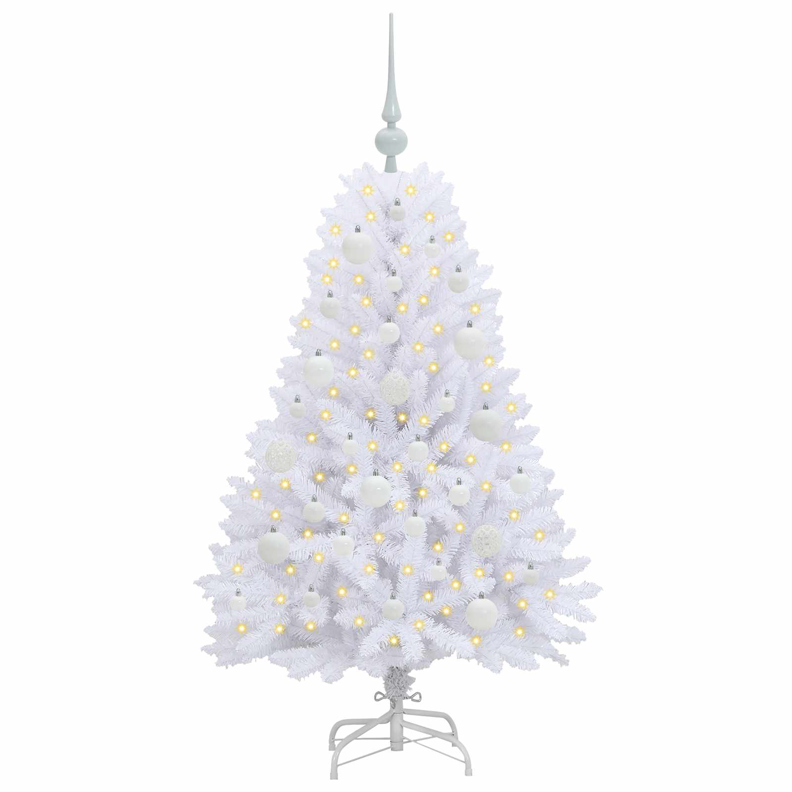 Kunstigt Hinged Juletræ med 150 LED'er Hvid 120 cm PVC og Stål