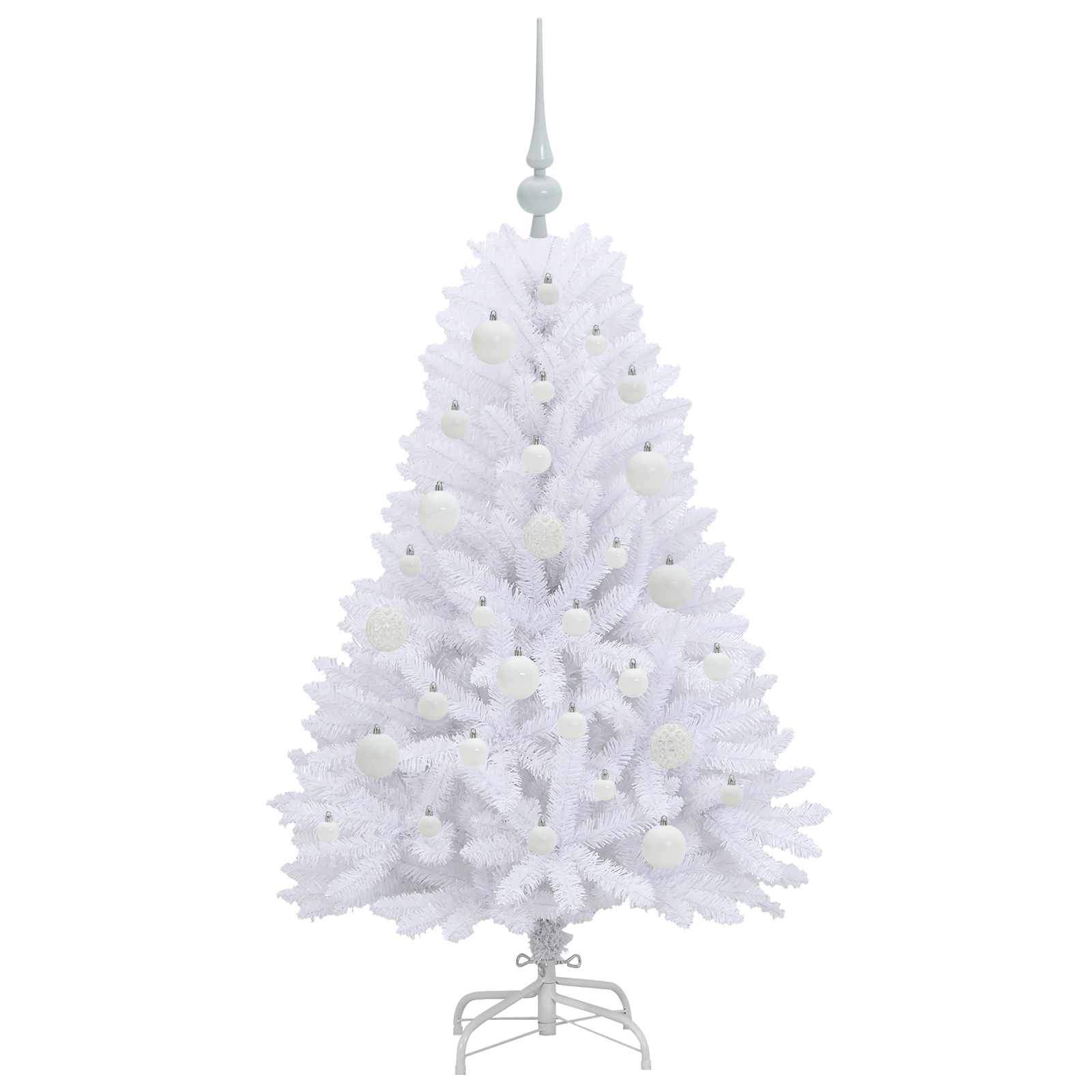 Kunstigt Hinged Juletræ med 150 LED'er Hvid 120 cm PVC og Stål