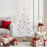 Kunstigt Hinged Juletræ med 150 LED'er Hvid 120 cm PVC og Stål