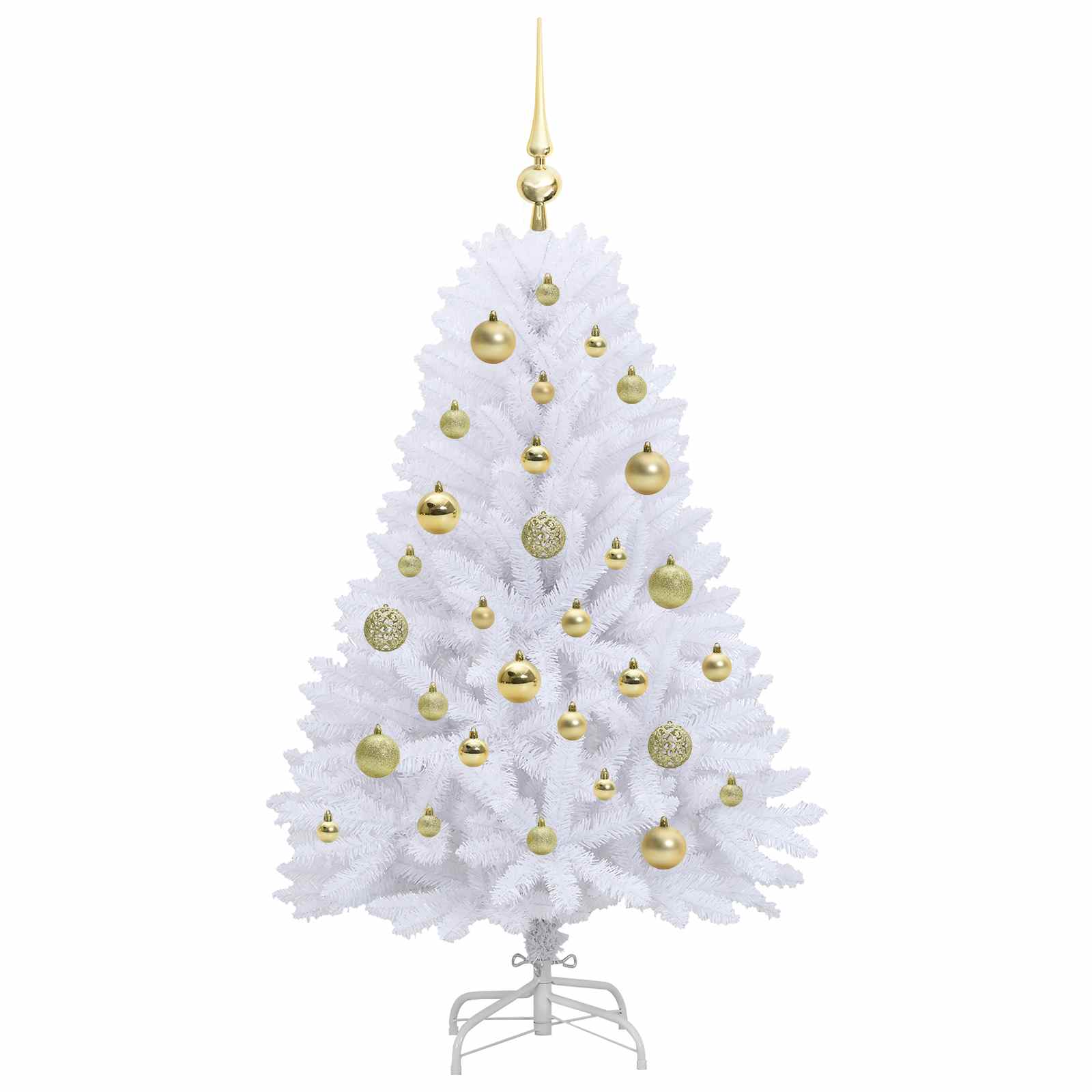 Kunstigt Hinged Juletræ med 150 LED'er Hvid 120 cm PVC og Stål