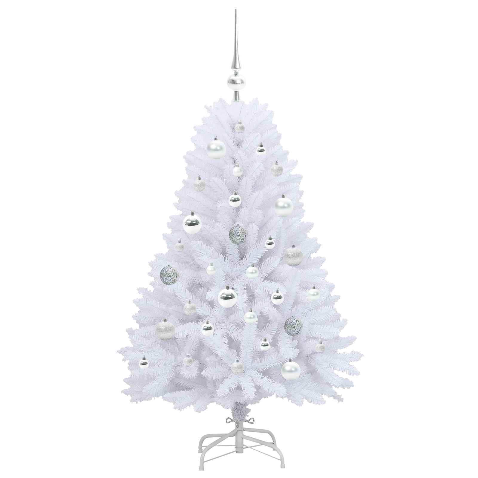 Kunstigt Hinged Juletræ med 150 LED'er Hvid 120 cm PVC og Stål
