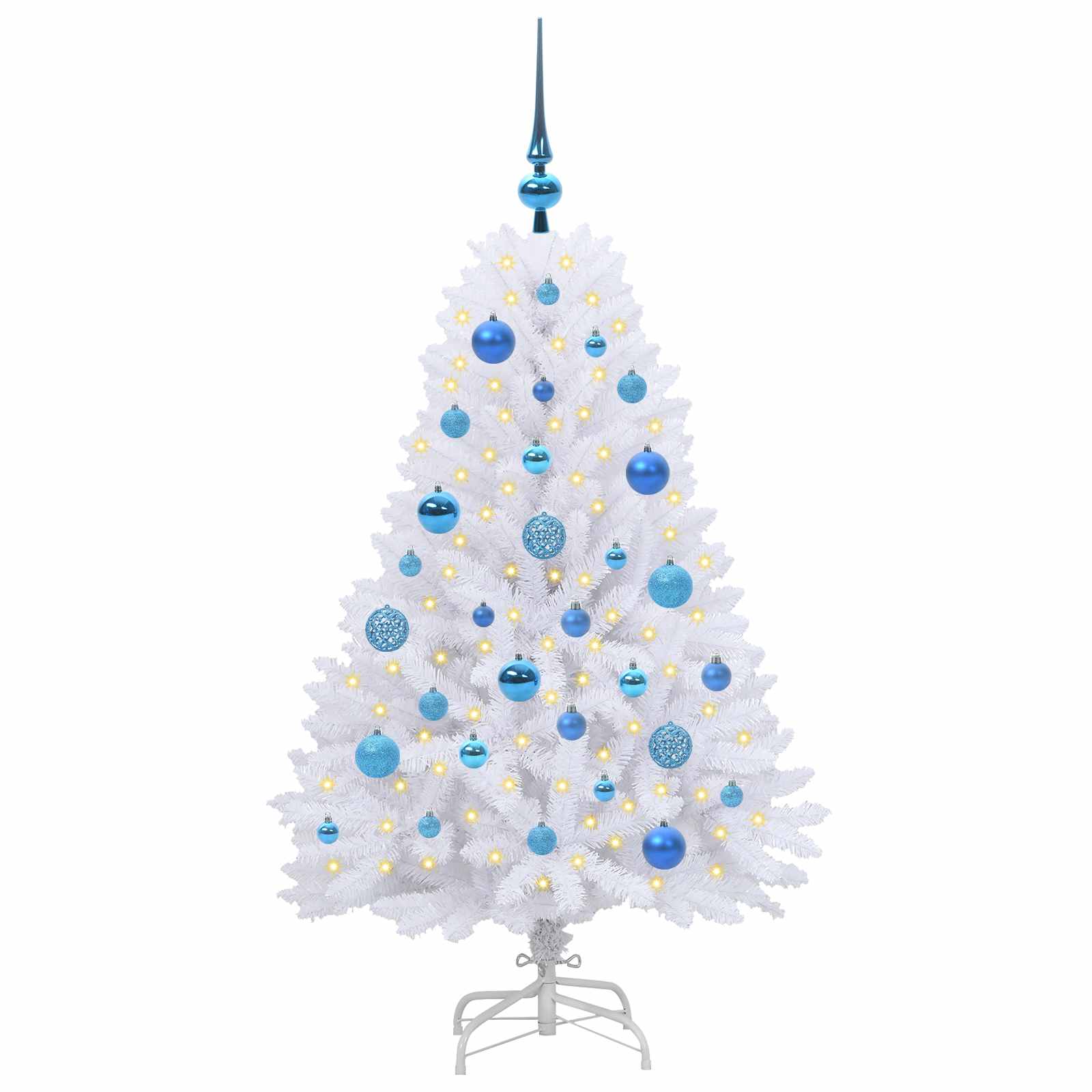 Kunstigt Hinged Juletræ med 150 LED'er Hvid 120 cm PVC og Stål