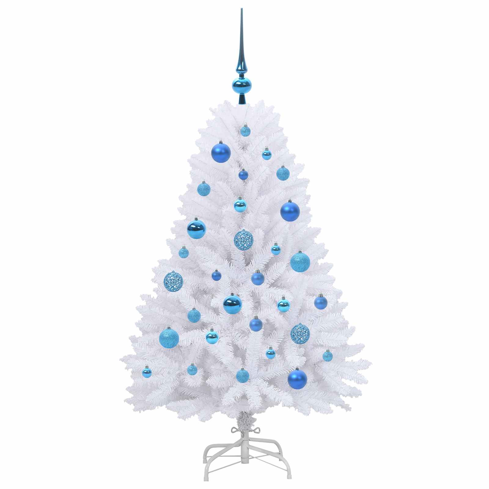 Kunstigt Hinged Juletræ med 150 LED'er Hvid 120 cm PVC og Stål
