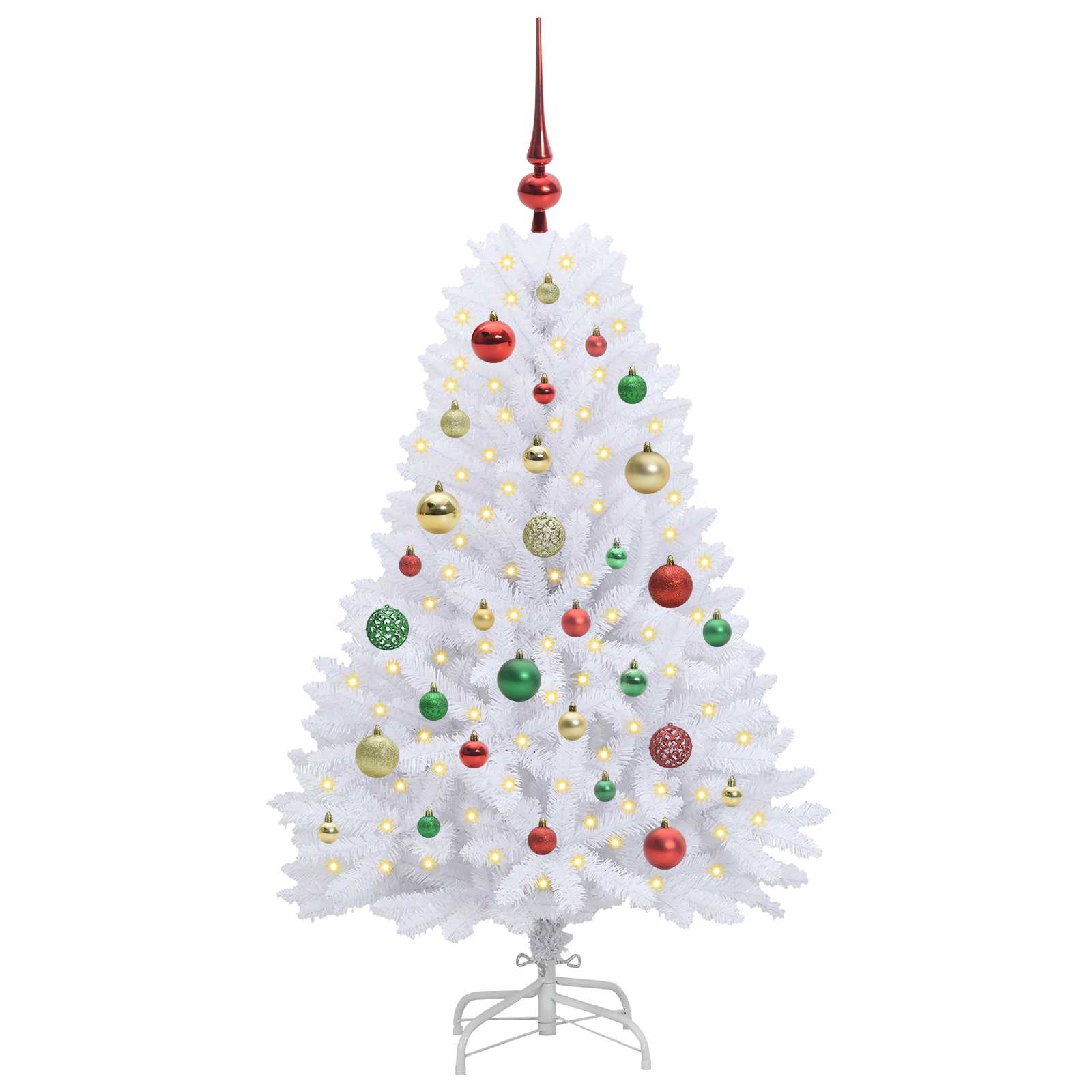 Kunstigt Hinged Juletræ med 150 LED'er Hvid 120 cm PVC og Stål