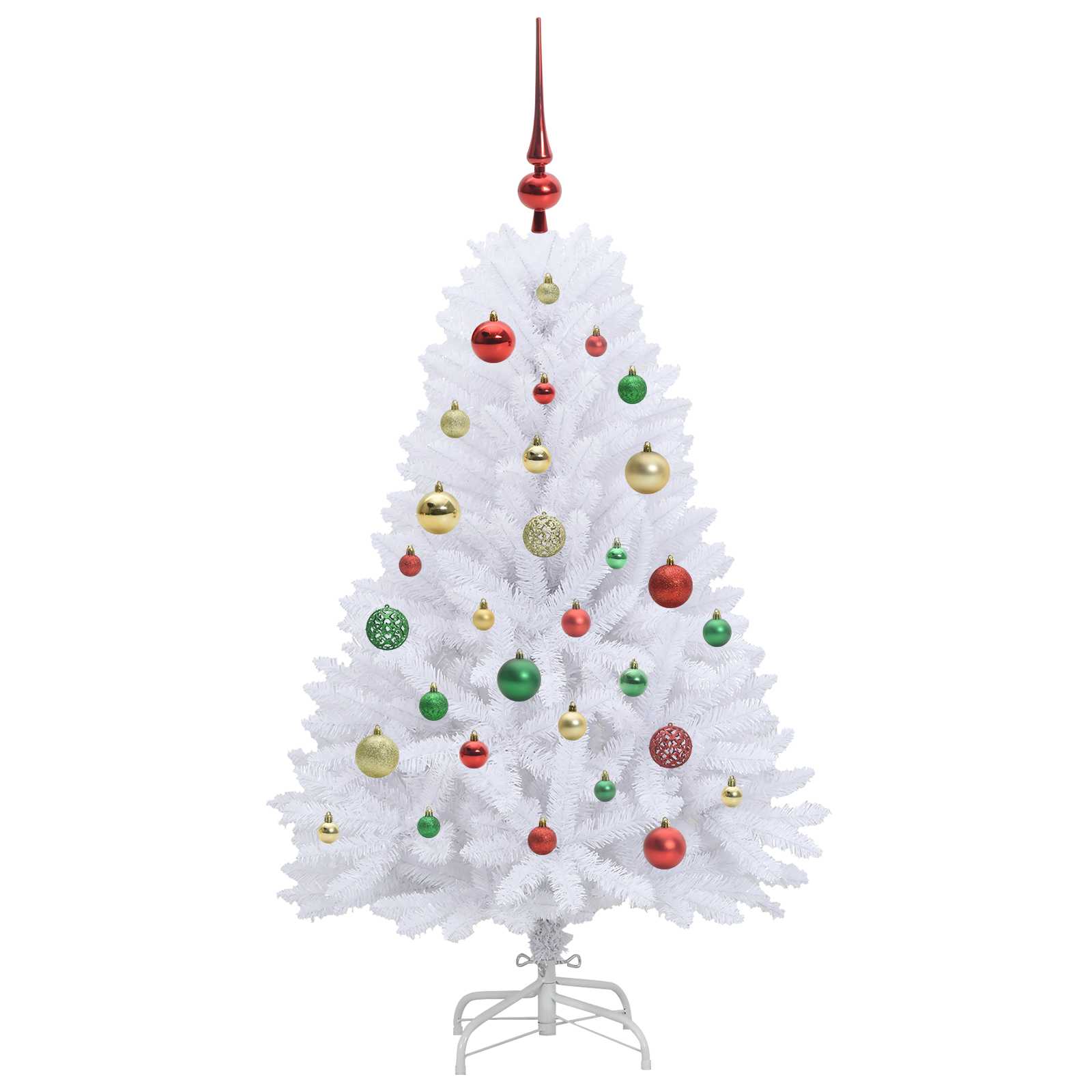 Kunstigt Hinged Juletræ med 150 LED'er Hvid 120 cm PVC og Stål