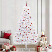 Kunstigt Hinged Juletræ med 300 LED'er Hvid 240 cm PVC og Stål