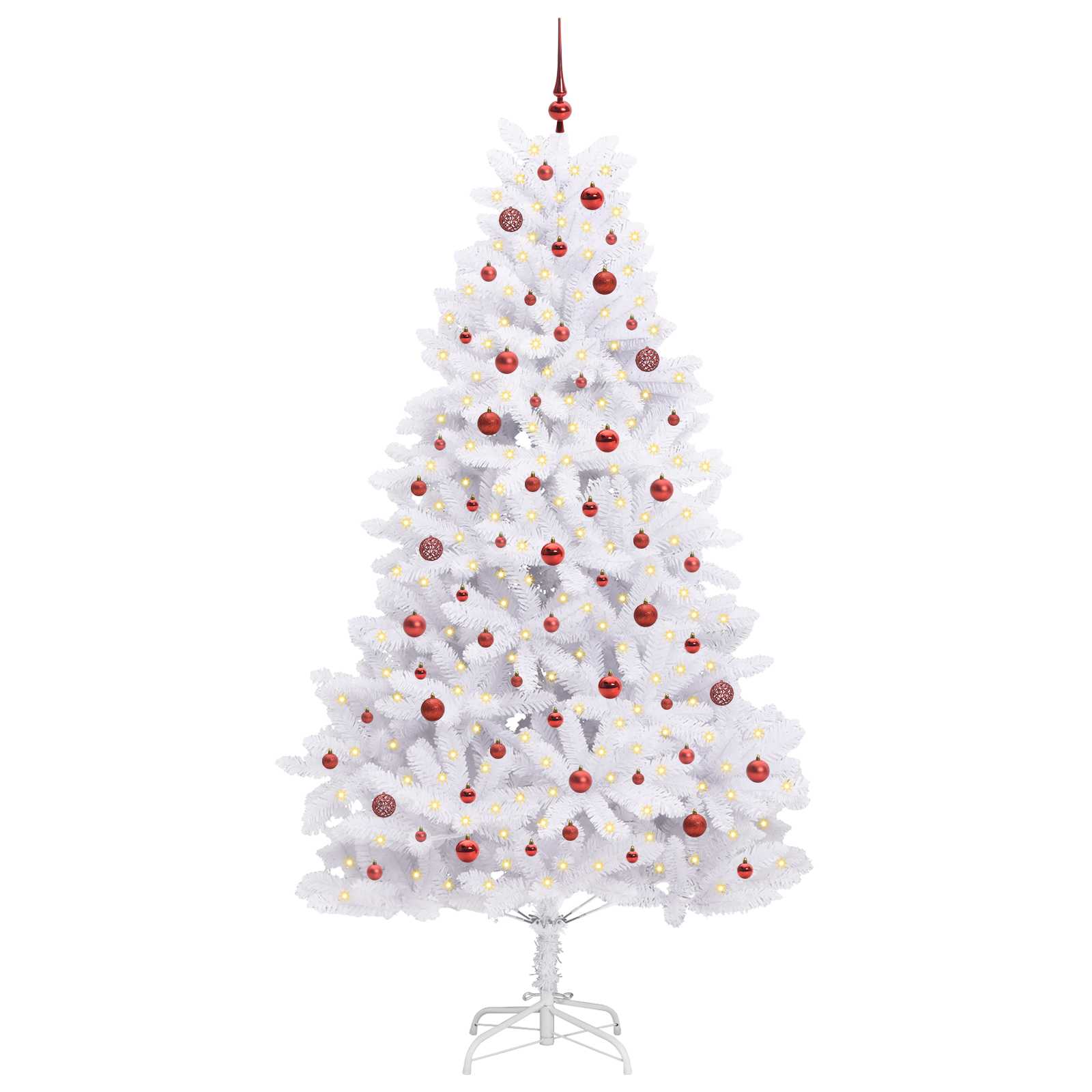 Kunstigt Hinged Juletræ med 300 LED'er Hvid 240 cm PVC og Stål