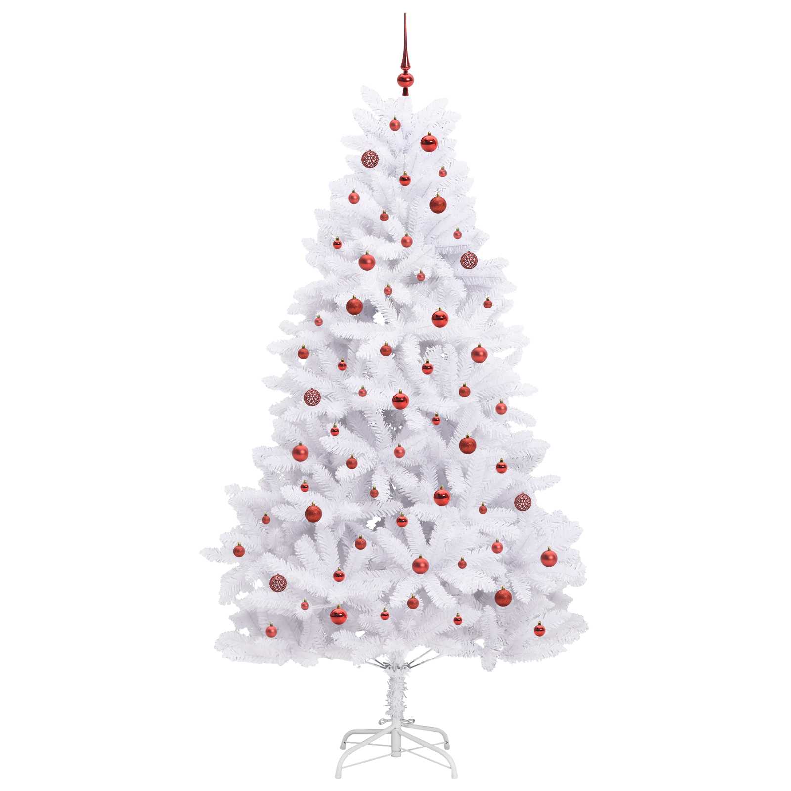Kunstigt Hinged Juletræ med 300 LED'er Hvid 240 cm PVC og Stål