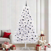 Kunstigt Hinged Juletræ med 300 LED'er Hvid 240 cm PVC og Stål