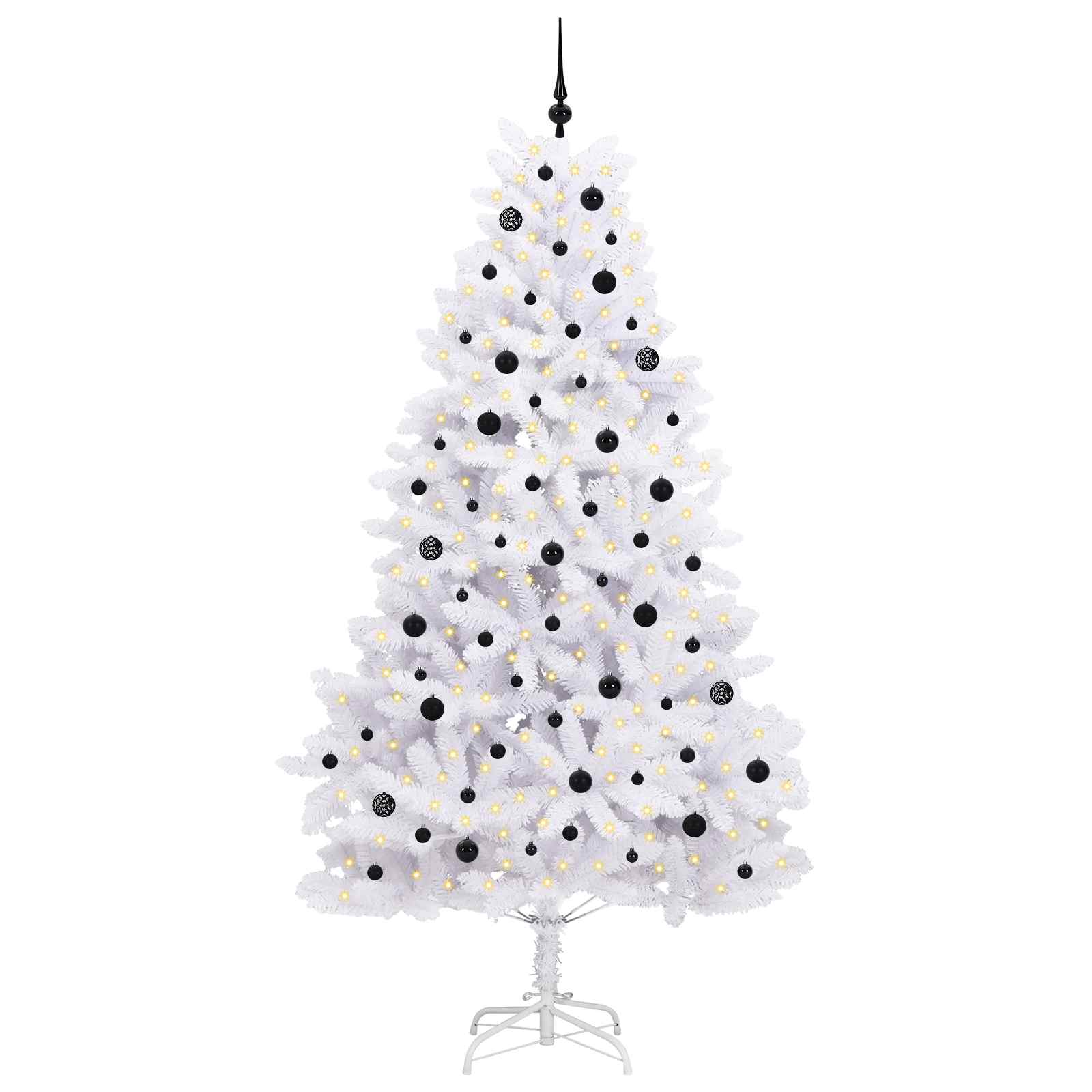 Kunstigt Hinged Juletræ med 300 LED'er Hvid 240 cm PVC og Stål