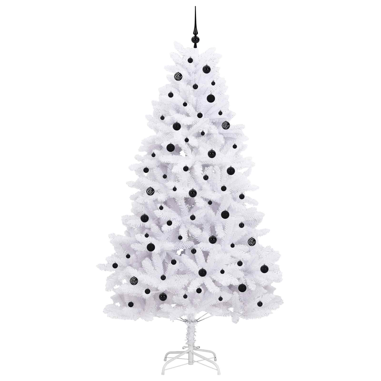 Kunstigt Hinged Juletræ med 300 LED'er Hvid 240 cm PVC og Stål