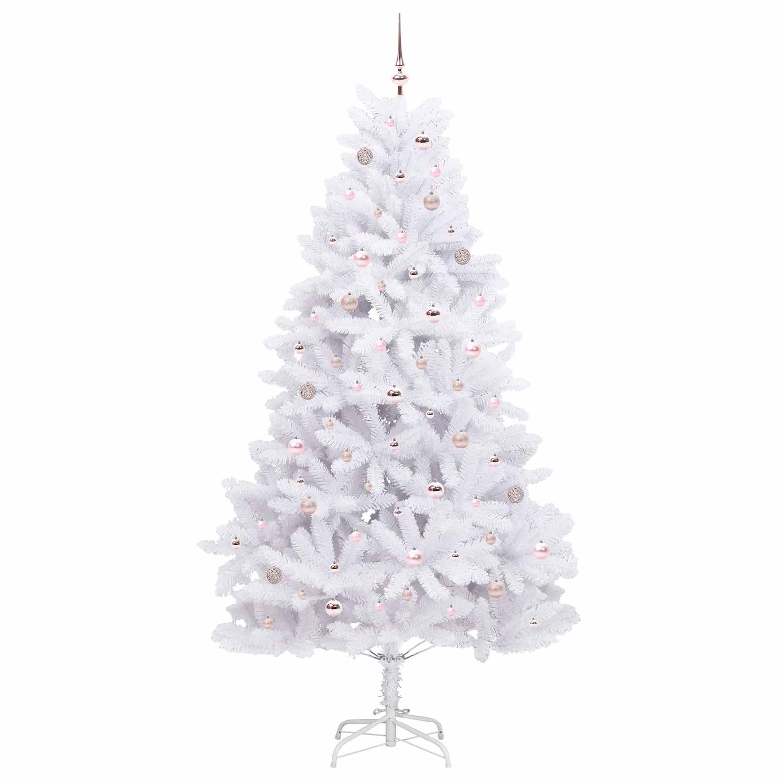 Kunstigt Hinged Juletræ med 300 LED'er Hvid 240 cm PVC og Stål