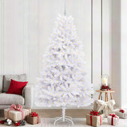 Kunstigt Hinged Juletræ med 300 LED'er Hvid 240 cm PVC og Stål