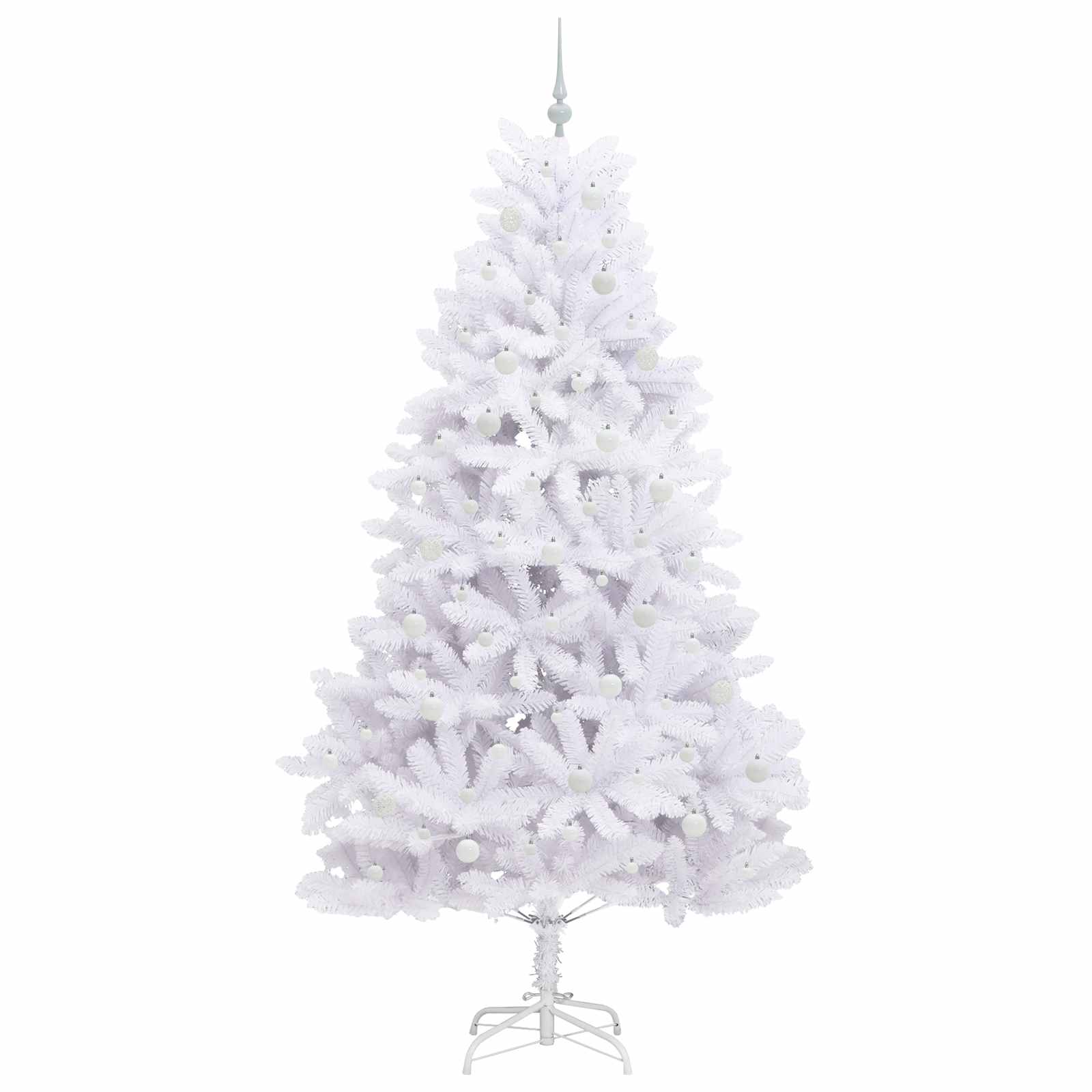 Kunstigt Hinged Juletræ med 300 LED'er Hvid 240 cm PVC og Stål